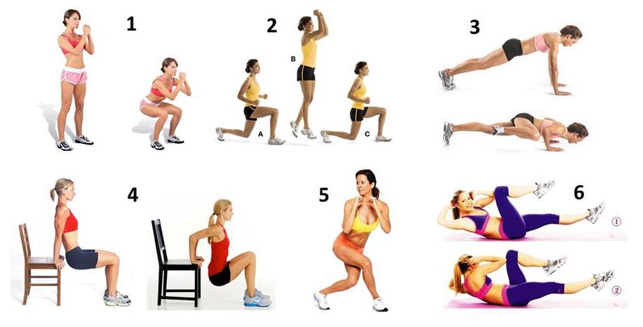 A set of full-body weight loss exercises at home